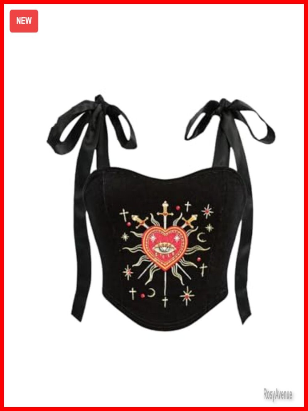 Velvet Corset Bustier Cami Top Embroidered Gothic Crop Top